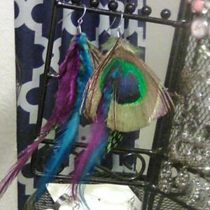 Peacock feather earrings